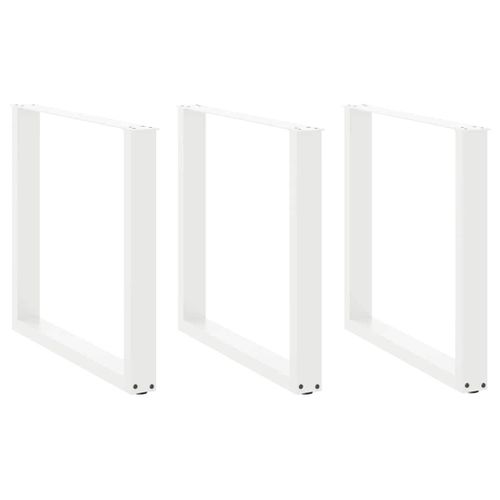 Vidaxl Pieds De Table Basse Forme De U 3 Pcs Blanc 80x(72-73) Cm Acier
