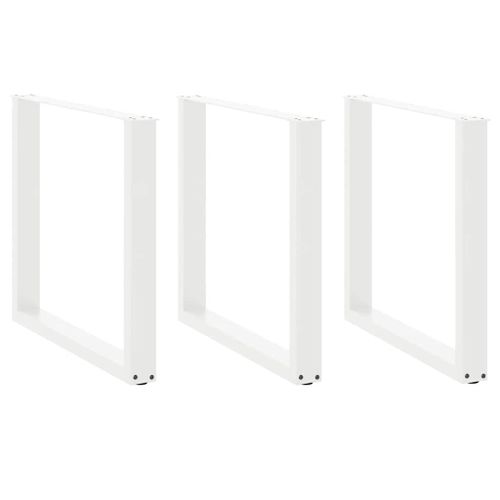Vidaxl Pieds De Table Basse Forme De U 3 Pcs Blanc 90x(72-73) Cm Acier
