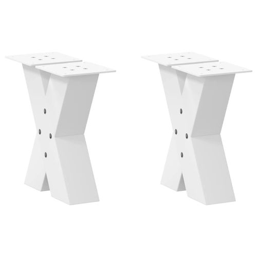 Vidaxl Pieds De Table Basse Forme De X 2 Pcs Blanc 30x(30-31) Cm Acier