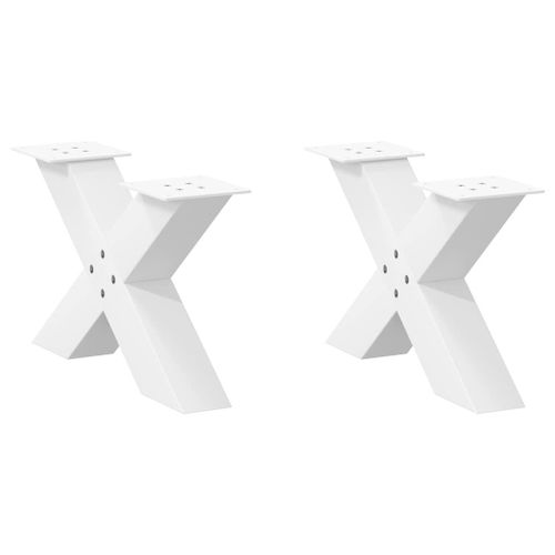 Vidaxl Pieds De Table Basse Forme De X 2 Pcs Blanc 60x(30-31) Cm Acier