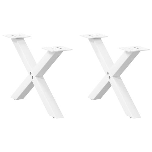 Vidaxl Pieds De Table Basse Forme De X 2 Pcs Blanc 60x(30-31) Cm Acier
