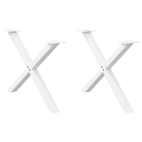 Vidaxl Pieds De Table Basse Forme De X 2 Pcs Blanc 70x(42-43) Cm Acier