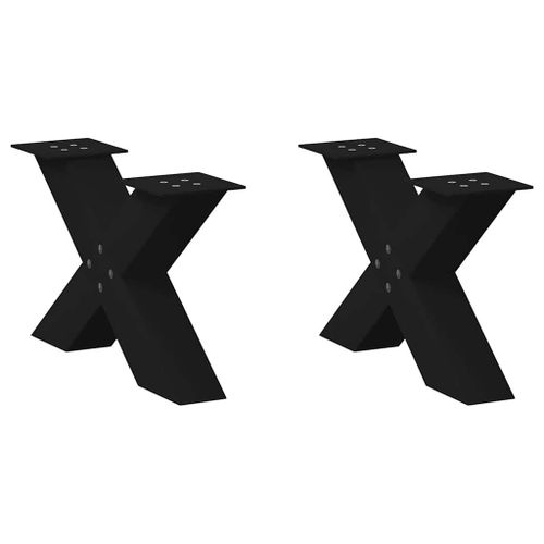 Vidaxl Pieds De Table Basse Forme De X 2 Pcs Noir 60x(30-31) Cm Acier