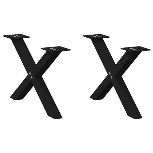 Vidaxl Pieds De Table Basse Forme De X 2 Pcs Noir 60x(30-31) Cm Acier