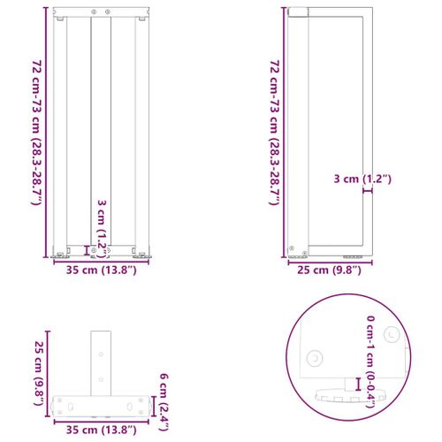Vidaxl Pieds De Table Console Forme De T 2 Pcs Blanc 38x25x(72-73) Cm