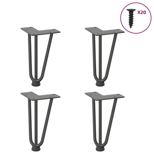 Vidaxl Pieds De Table En Forme D'pingle  Cheveux 4 Pcs Anthracite