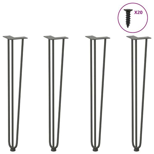 Vidaxl Pieds De Table En Forme D'pingle  Cheveux 4 Pcs Anthracite