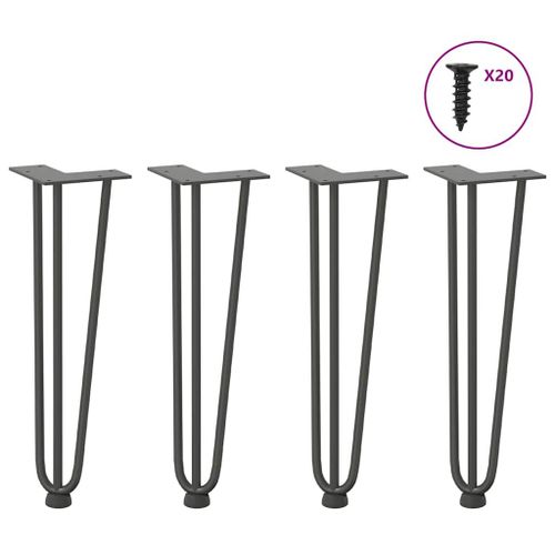 Vidaxl Pieds De Table En Forme D'pingle  Cheveux 4 Pcs Anthracite