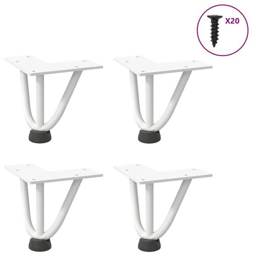 Vidaxl Pieds De Table En Forme D'pingle  Cheveux 4 Pcs Blanc 10 Cm