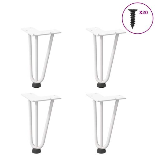 Vidaxl Pieds De Table En Forme D'pingle  Cheveux 4 Pcs Blanc 20 Cm