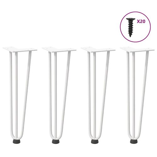 Vidaxl Pieds De Table En Forme D'pingle  Cheveux 4 Pcs Blanc 42 Cm