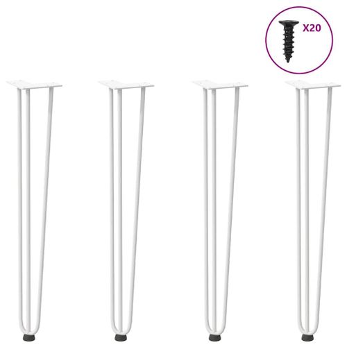 Vidaxl Pieds De Table En Forme D'pingle  Cheveux 4 Pcs Blanc 72 Cm