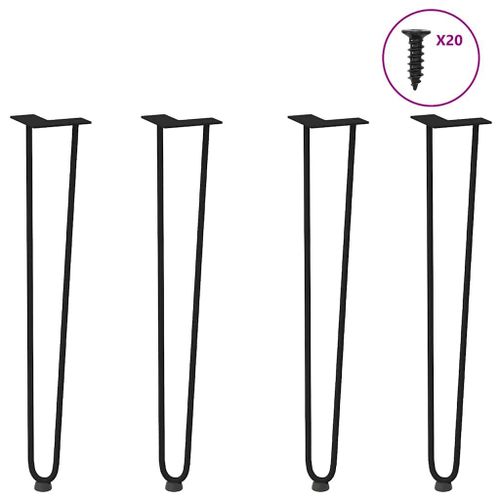 Vidaxl Pieds De Table En Forme D'pingle  Cheveux 4 Pcs Noir 72 Cm