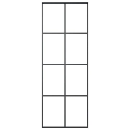 Vidaxl Porte Coulissante Noir 76x205 Cm Verre Esg Et Aluminium