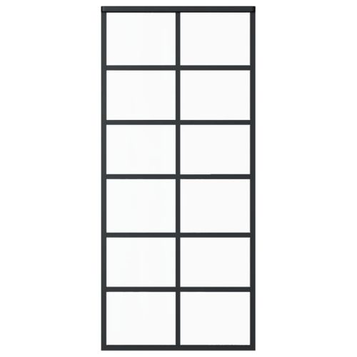 Vidaxl Porte Coulissante Verre Esg Et Aluminium 90x205 Cm Noir