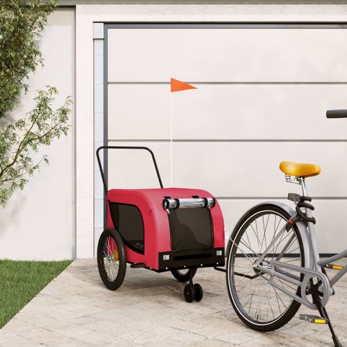 Vidaxl Remorque De Vlo Pour Animaux De Compagnie Rouge Et Noir