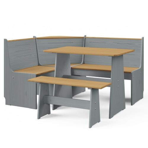 Vidaxl Meubles  Dner 3 Pcs Marron Miel Et Gris Bois De Pin Massif
