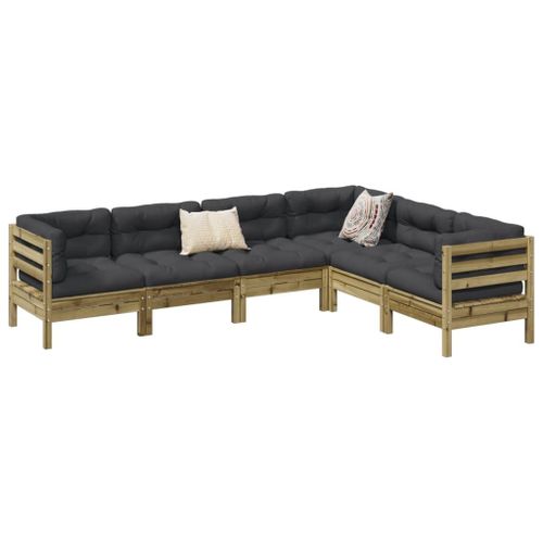 Vidaxl Salon De Jardin 6 Pcs Avec Coussins Bois De Pin Imprgn