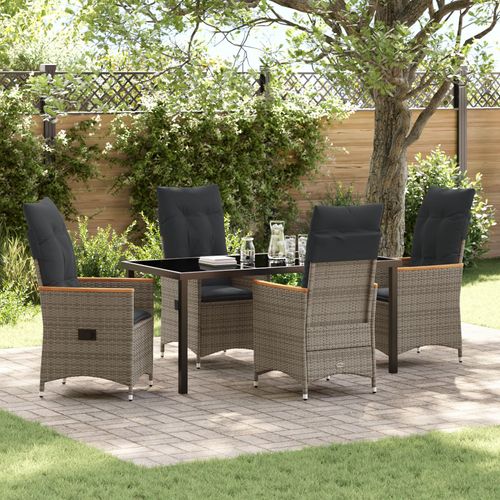 Vidaxl Set De Jardin 5 Pices Avec Coussins Gris En Rattan Poly