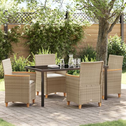 Vidaxl Set De Salle  Manger De Jardin 5 Pices Avec Coussins Beige Poly Rattan