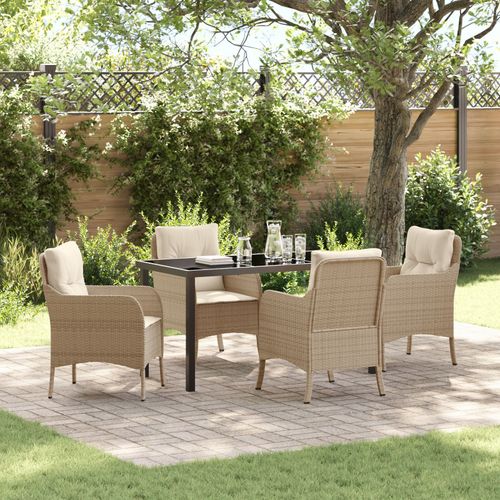 Vidaxl Set De Salle  Manger De Jardin 5 Pices Avec Coussins Beige Poly Rattan