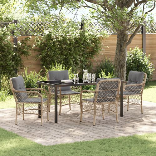 Vidaxl Set De Salle  Manger De Jardin 5 Pices Avec Coussins Beige Poly Rotin