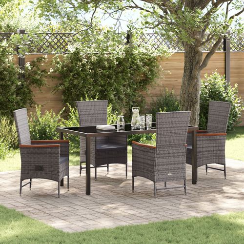 Vidaxl Set De Salle  Manger De Jardin 5 Pices Avec Coussins En Rattan Poly Gris