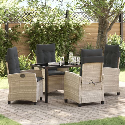 Vidaxl Set De Salle  Manger De Jardin 5 Pices Avec Coussins Gris Clair Poly Rattan
