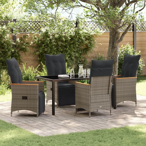 Vidaxl Set De Salle  Manger De Jardin 5 Pices Avec Coussins Gris Poly Rattan
