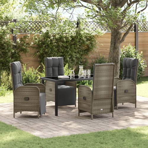 Vidaxl Set De Salle  Manger De Jardin 5 Pices Avec Coussins Gris Poly Rotin