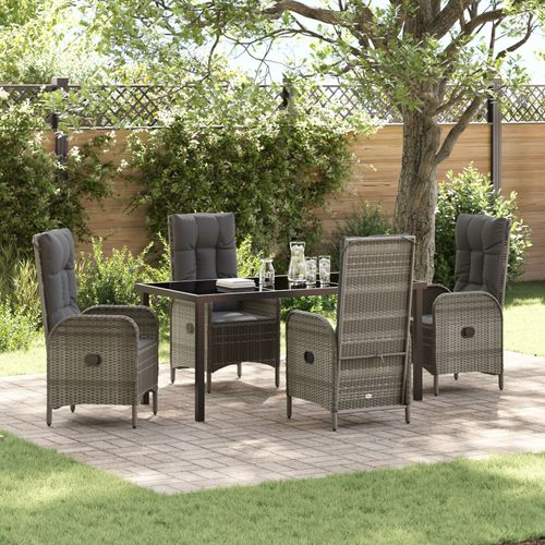 Vidaxl Set De Salle  Manger De Jardin 5 Pices Gris Rotin Poly