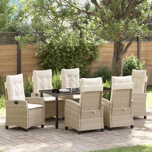 Vidaxl Set De Salle  Manger De Jardin 7 Pices Avec Coussins Beige Poly Rattan