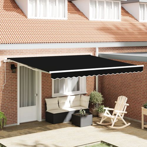 Vidaxl Store Rtractable Manuel Noir 400x300 Cm, Tissu De Rechange Pour Store Vidaxl Pour Cadre 4x3 M Noir