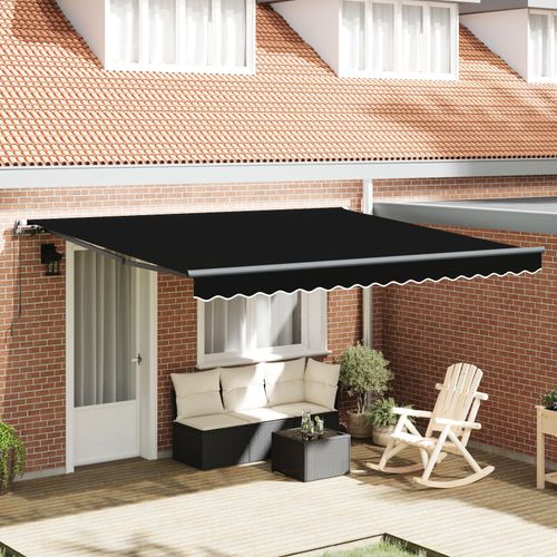 Vidaxl Store Rtractable Manuel Noir 400x350 Cm, Tissu De Remplacement Pour Store Vidaxl Pour Cadre 4x3,5 M Noir