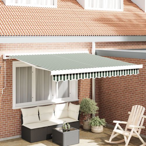 Vidaxl Store Rtractable Manuel Vert Et Blanc 350x250 Cm, Tissu De Remplacement Pour Store Vidaxl 3,5x2,5 M Vert Et Blanc