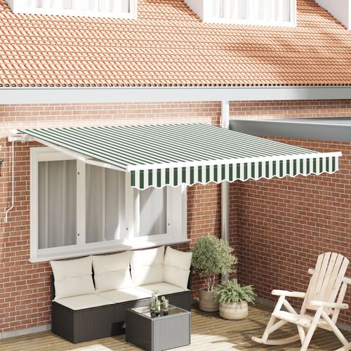 Vidaxl Store Rtractable Manuel Vert Et Blanc 350x250 Cm, Tissu De Remplacement Pour Store Vidaxl 3.5x2.5 M Vert Et Blanc