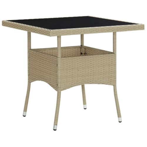 Vidaxl Table  Dner D'extrieur Beige Rsine Tresse Et Verre