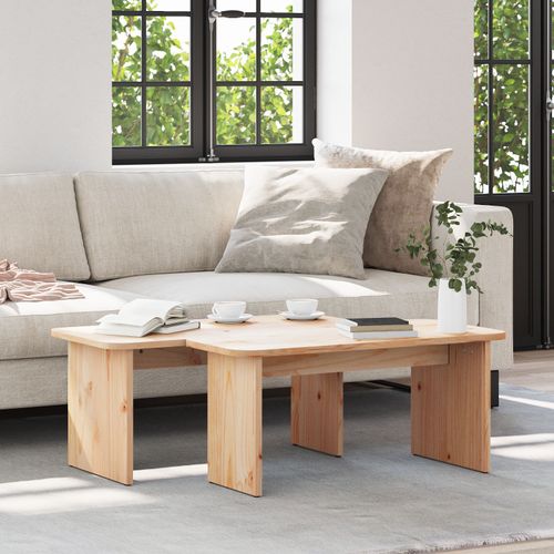 Vidaxl Table Basse 2 Pcs Naturel 100 X 69 X 35.5 Cm Bois De Pin Massif