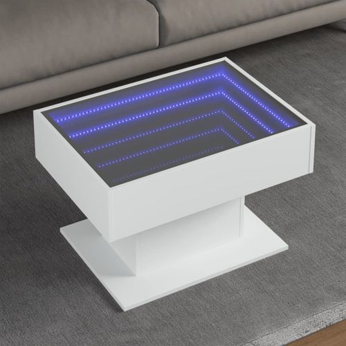 Vidaxl Table Basse Avec Led Blanc 70x50x45 Cm Bois D'ingnierie