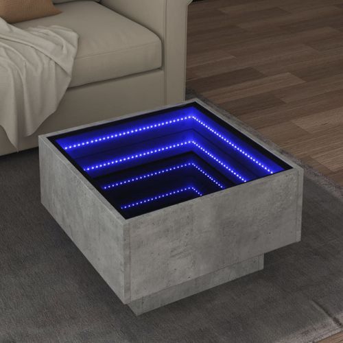 Vidaxl Table Basse Avec Led Gris Bton 50x50x30 Cm Bois D'ingnierie