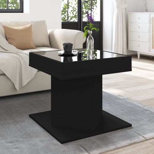 Vidaxl Table Basse Avec Led Noir 50x50x45 Cm Bois D'ingnierie