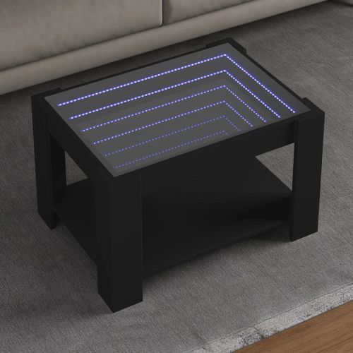 Vidaxl Table Basse Avec Led Noir 73x53x45 Cm Bois D'ingnierie