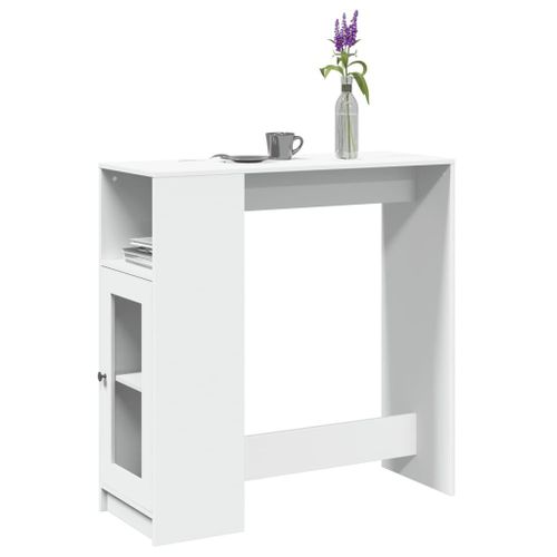 Vidaxl Table De Bar Avec tagres Blanc Bois D'ingnierie