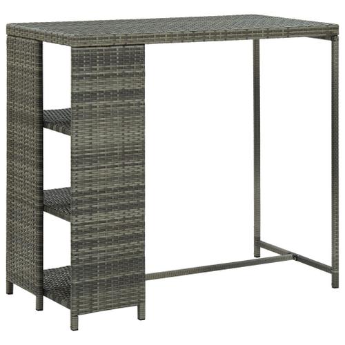 Vidaxl Table De Bar Avec Rangement Gris 120x60x110 Cm Rsine Tresse