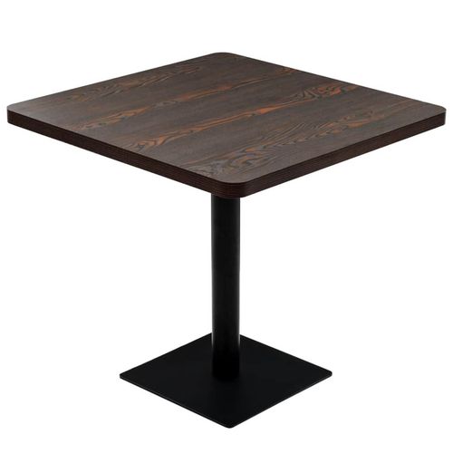 Vidaxl Table De Bistro Mdf Et Acier Carr 80 X 80 X 75 Cm Frne Fonc
