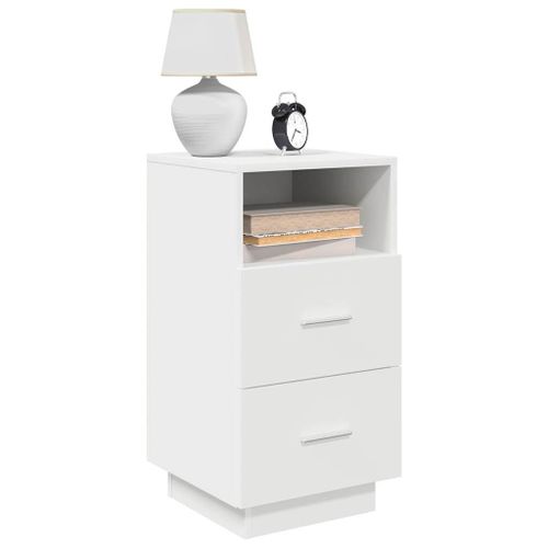 Vidaxl Table De Chevet Avec 2 Tiroirs Blanc 36x36x68 Cm