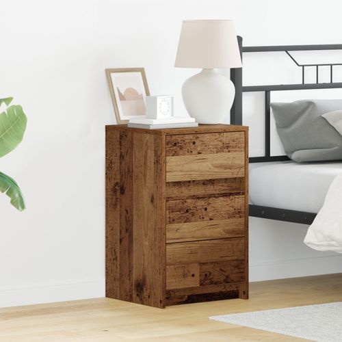 Vidaxl Table De Chevet Avec Lumires Led En Bois Ancien
