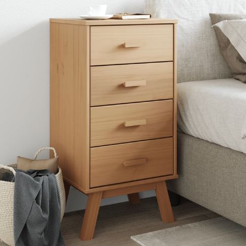 Vidaxl Table De Chevet Olden Marron Bois De Pin Solide