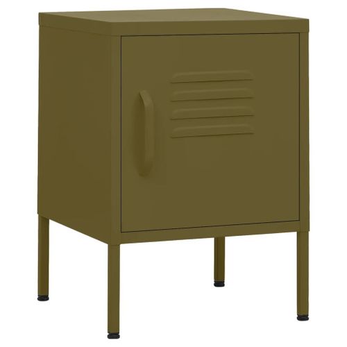 Vidaxl Table De Chevet Vert Olive 35x35x51 Cm Acier