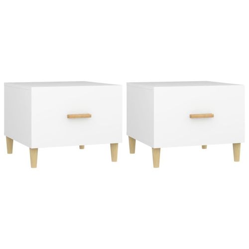 Vidaxl Tables Basses 2 Pcs Blanc 50x50x40 Cm Bois D'ingnierie